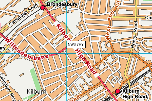 NW6 7HY map - OS VectorMap District (Ordnance Survey)