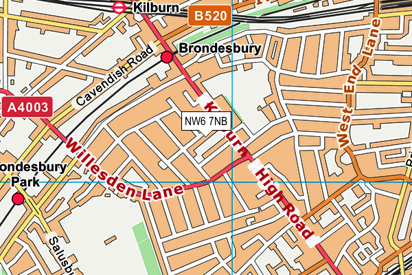 NW6 7NB map - OS VectorMap District (Ordnance Survey)