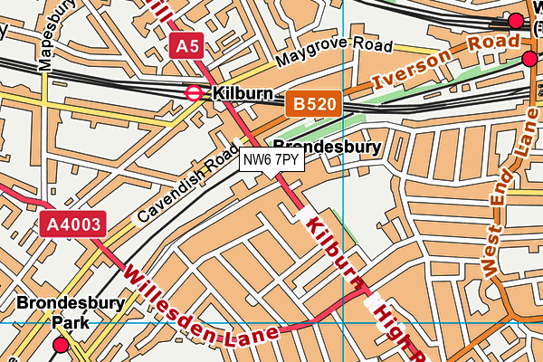 NW6 7PY map - OS VectorMap District (Ordnance Survey) NW6 7PY map - OS VectorMap District (Ordnance Survey)