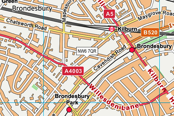 NW6 7QR map - OS VectorMap District (Ordnance Survey) NW6 7QR map - OS VectorMap District (Ordnance Survey)