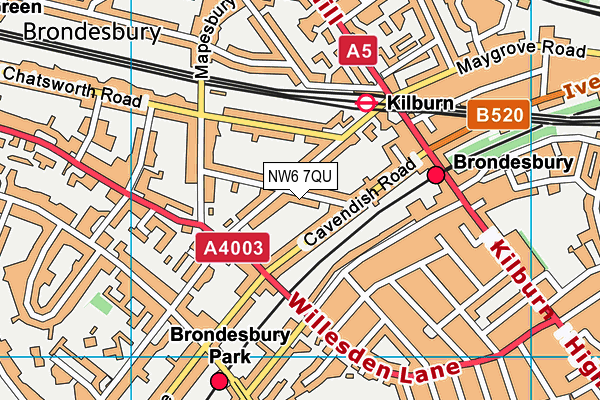 NW6 7QU map - OS VectorMap District (Ordnance Survey)