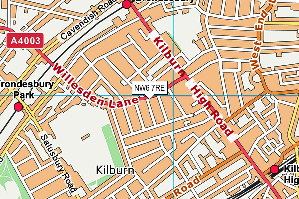 NW6 7RE map - OS VectorMap District (Ordnance Survey)