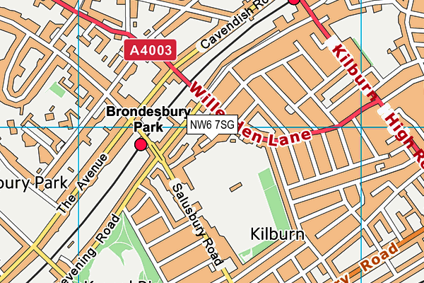 NW6 7SG map - OS VectorMap District (Ordnance Survey)