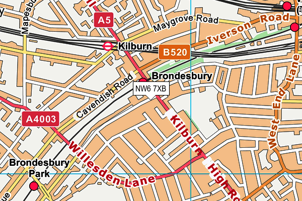 NW6 7XB map - OS VectorMap District (Ordnance Survey) NW6 7XB map - OS VectorMap District (Ordnance Survey)