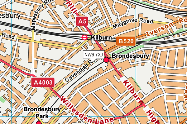 NW6 7XJ map - OS VectorMap District (Ordnance Survey) NW6 7XJ map - OS VectorMap District (Ordnance Survey)