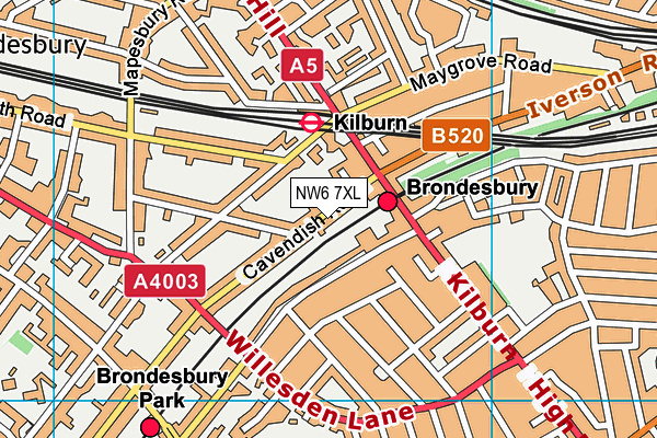 NW6 7XL map - OS VectorMap District (Ordnance Survey) NW6 7XL map - OS VectorMap District (Ordnance Survey)