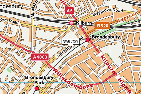 NW6 7XW map - OS VectorMap District (Ordnance Survey) NW6 7XW map - OS VectorMap District (Ordnance Survey)