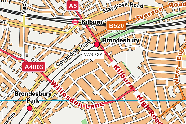 NW6 7XY map - OS VectorMap District (Ordnance Survey) NW6 7XY map - OS VectorMap District (Ordnance Survey)