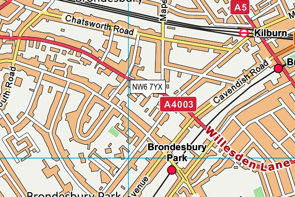 NW6 7YX map - OS VectorMap District (Ordnance Survey) NW6 7YX map - OS VectorMap District (Ordnance Survey)