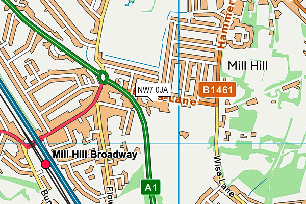 NW7 0JA map - OS VectorMap District (Ordnance Survey) NW7 0JA map - OS VectorMap District (Ordnance Survey)