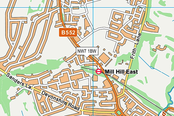 NW7 1BW map - OS VectorMap District (Ordnance Survey) NW7 1BW map - OS VectorMap District (Ordnance Survey)