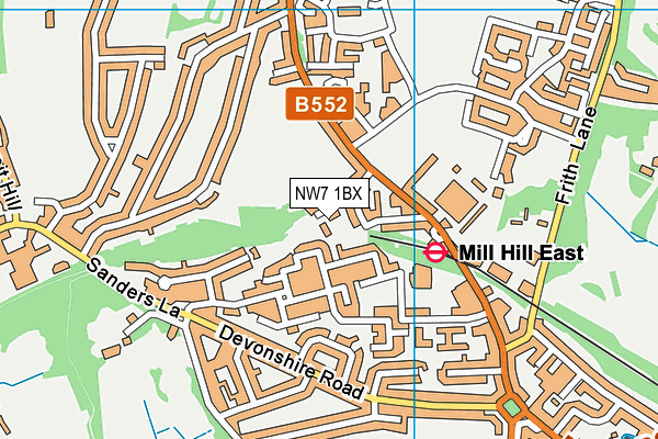 NW7 1BX map - OS VectorMap District (Ordnance Survey) NW7 1BX map - OS VectorMap District (Ordnance Survey)