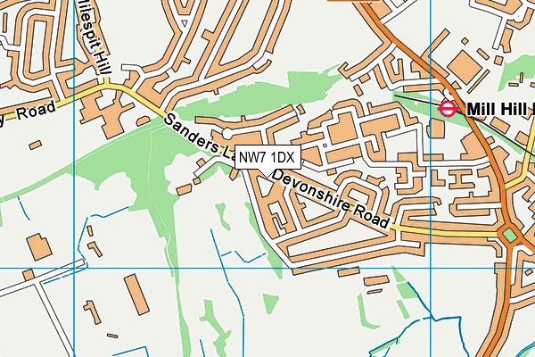 NW7 1DX map - OS VectorMap District (Ordnance Survey) NW7 1DX map - OS VectorMap District (Ordnance Survey)