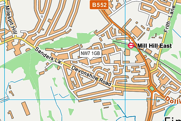 NW7 1GB map - OS VectorMap District (Ordnance Survey)