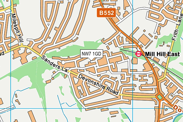 NW7 1GD map - OS VectorMap District (Ordnance Survey) NW7 1GD map - OS VectorMap District (Ordnance Survey)