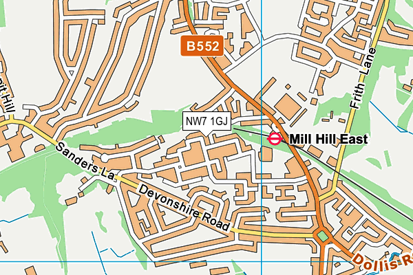 NW7 1GJ map - OS VectorMap District (Ordnance Survey)