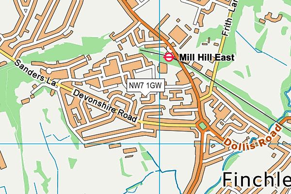 NW7 1GW map - OS VectorMap District (Ordnance Survey) NW7 1GW map - OS VectorMap District (Ordnance Survey)