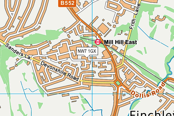 NW7 1GX map - OS VectorMap District (Ordnance Survey) NW7 1GX map - OS VectorMap District (Ordnance Survey)