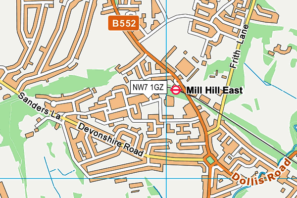 NW7 1GZ map - OS VectorMap District (Ordnance Survey) NW7 1GZ map - OS VectorMap District (Ordnance Survey)