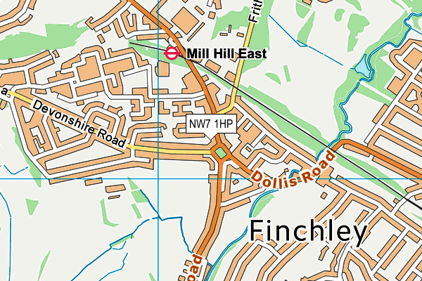 NW7 1HP map - OS VectorMap District (Ordnance Survey)