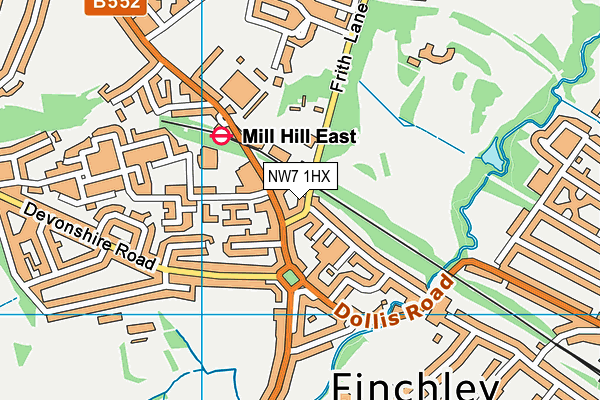 NW7 1HX map - OS VectorMap District (Ordnance Survey)
