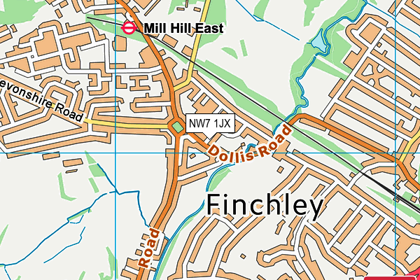 NW7 1JX map - OS VectorMap District (Ordnance Survey) NW7 1JX map - OS VectorMap District (Ordnance Survey)