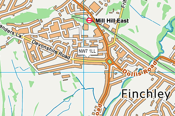 NW7 1LL map - OS VectorMap District (Ordnance Survey) NW7 1LL map - OS VectorMap District (Ordnance Survey)