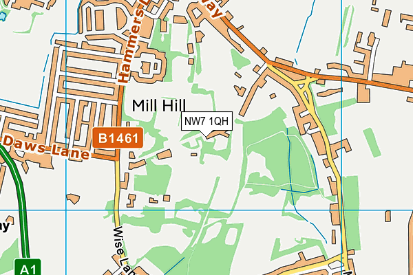 NW7 1QH map - OS VectorMap District (Ordnance Survey) NW7 1QH map - OS VectorMap District (Ordnance Survey)