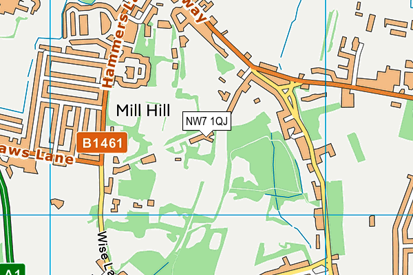 NW7 1QJ map - OS VectorMap District (Ordnance Survey)