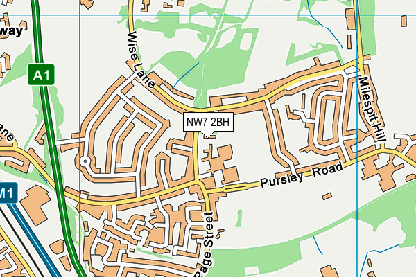 NW7 2BH map - OS VectorMap District (Ordnance Survey) NW7 2BH map - OS VectorMap District (Ordnance Survey)