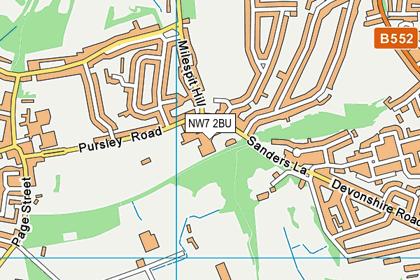 NW7 2BU map - OS VectorMap District (Ordnance Survey) NW7 2BU map - OS VectorMap District (Ordnance Survey)