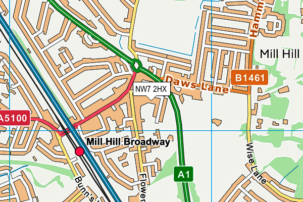 NW7 2HX map - OS VectorMap District (Ordnance Survey) NW7 2HX map - OS VectorMap District (Ordnance Survey)