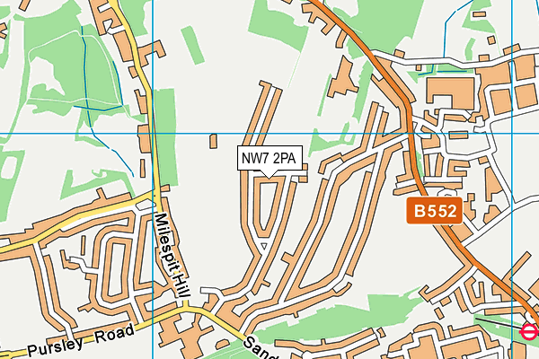 NW7 2PA map - OS VectorMap District (Ordnance Survey) NW7 2PA map - OS VectorMap District (Ordnance Survey)