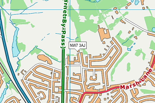 NW7 3AJ map - OS VectorMap District (Ordnance Survey) NW7 3AJ map - OS VectorMap District (Ordnance Survey)