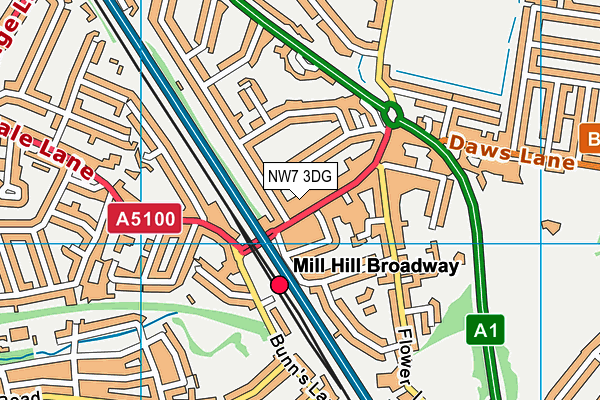 NW7 3DG map - OS VectorMap District (Ordnance Survey) NW7 3DG map - OS VectorMap District (Ordnance Survey)