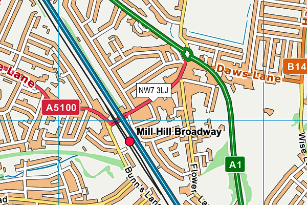 NW7 3LJ map - OS VectorMap District (Ordnance Survey)