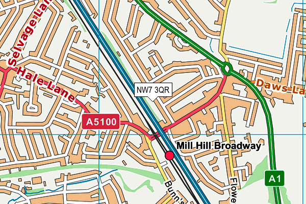 NW7 3QR map - OS VectorMap District (Ordnance Survey) NW7 3QR map - OS VectorMap District (Ordnance Survey)