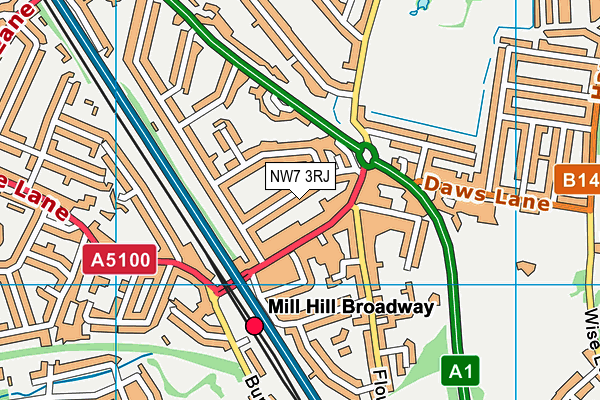 NW7 3RJ map - OS VectorMap District (Ordnance Survey) NW7 3RJ map - OS VectorMap District (Ordnance Survey)