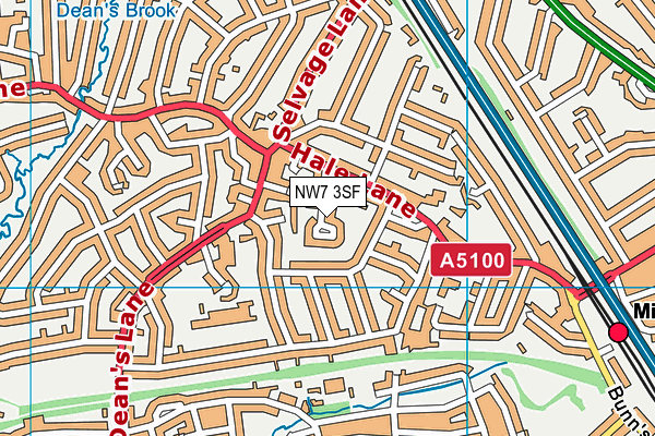 NW7 3SF map - OS VectorMap District (Ordnance Survey)
