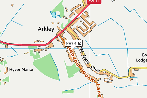 NW7 4HZ map - OS VectorMap District (Ordnance Survey)