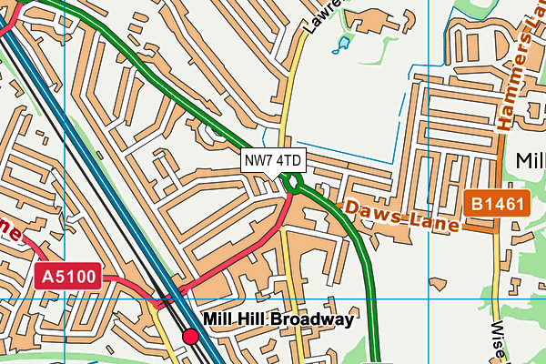 NW7 4TD map - OS VectorMap District (Ordnance Survey)