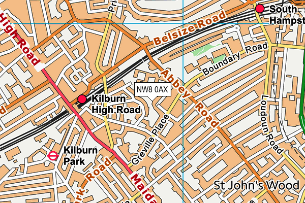 NW8 0AX map - OS VectorMap District (Ordnance Survey) NW8 0AX map - OS VectorMap District (Ordnance Survey)