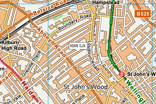 NW8 0JX map - OS VectorMap District (Ordnance Survey) NW8 0JX map - OS VectorMap District (Ordnance Survey)