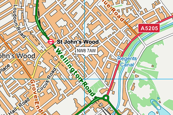 NW8 7AW map - OS VectorMap District (Ordnance Survey) NW8 7AW map - OS VectorMap District (Ordnance Survey)