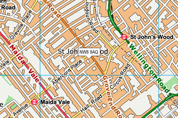 NW8 9AQ map - OS VectorMap District (Ordnance Survey) NW8 9AQ map - OS VectorMap District (Ordnance Survey)
