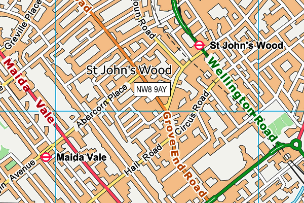 NW8 9AY map - OS VectorMap District (Ordnance Survey) NW8 9AY map - OS VectorMap District (Ordnance Survey)