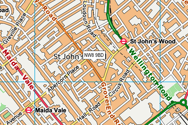 NW8 9BD map - OS VectorMap District (Ordnance Survey)