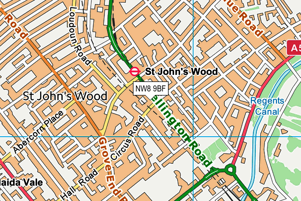 NW8 9BF map - OS VectorMap District (Ordnance Survey)