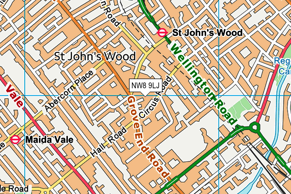 NW8 9LJ map - OS VectorMap District (Ordnance Survey)