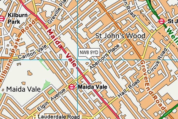 NW8 9YD map - OS VectorMap District (Ordnance Survey) NW8 9YD map - OS VectorMap District (Ordnance Survey)